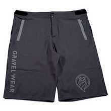 Load image into Gallery viewer, Gravel Ride Shorts Gray Camo front with logo design
