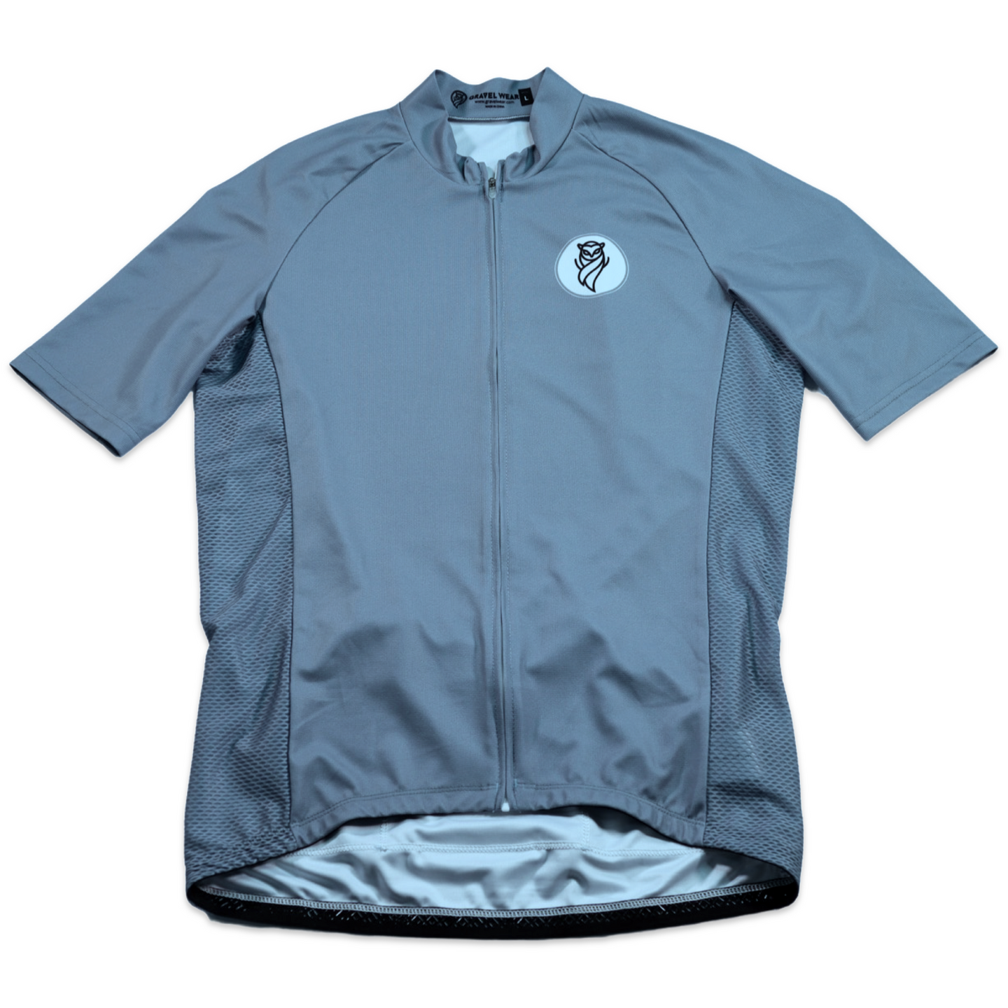 Light Blue Gravel Ride Jersey front with mesh panels